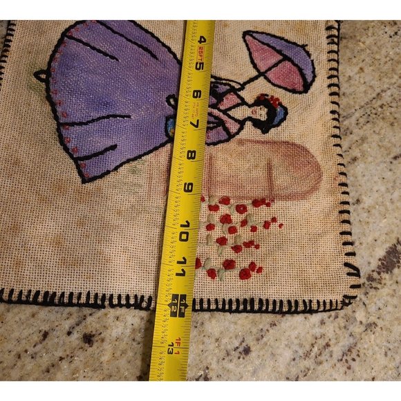 Vintage Handmade Victorian Pillow Cover 10x12" Azalea Trail Maid? Purple Dress - Picture 10 of 11